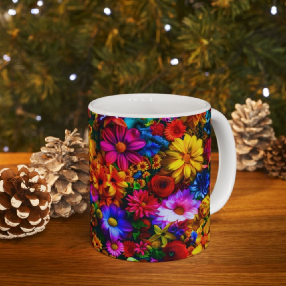 Colorful Flowers Mug – Bright & Cheerful Design, Perfect for Your Morning Coffee